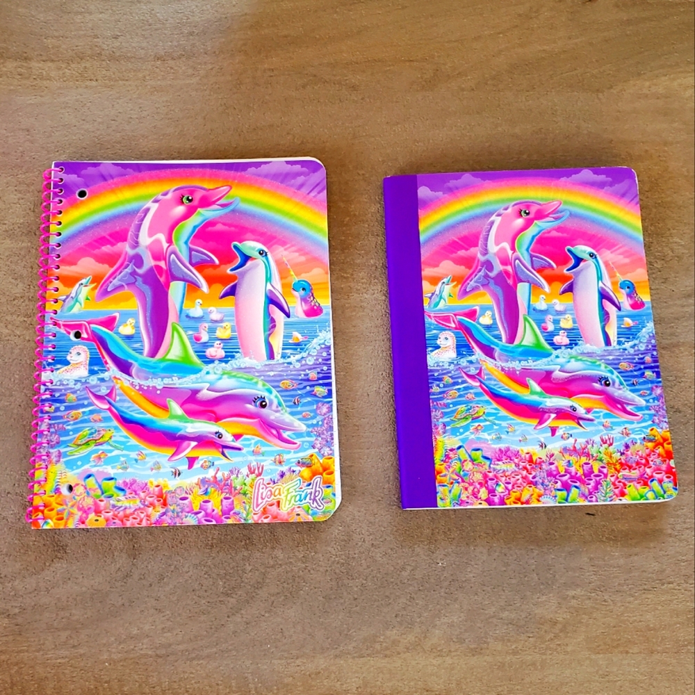 Lisa frank notebook set spiral and composition NEW retro glitter - Picture 1 of 8
